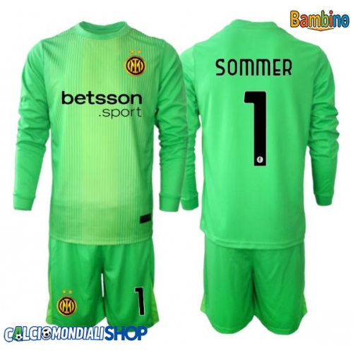 Maglie da calcio Inter Milan Yann Sommer #1 Portiere Terza Maglia Bambino 2025-26 Manica Lunga + Pantaloni corti)